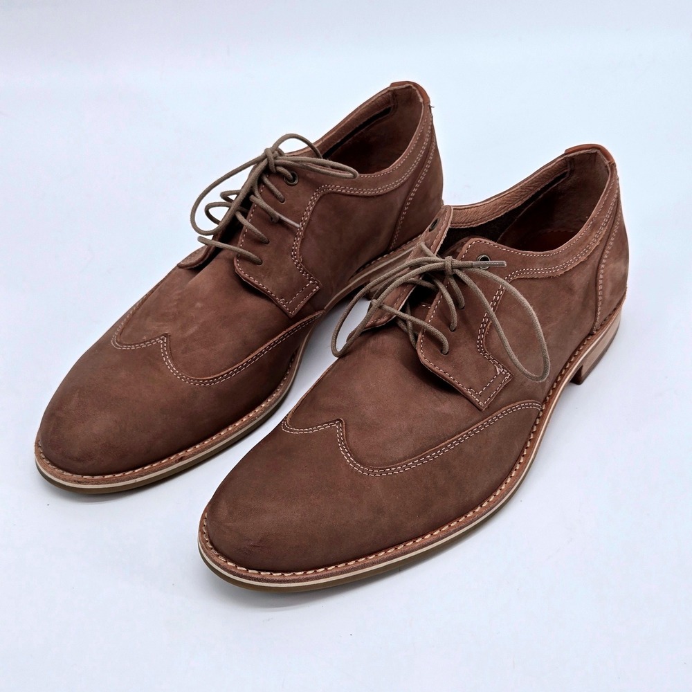 Johnston & Murphy J&M 1850 Men 10M Brown Suede Wingtip Dress Derby Oxford Shoe